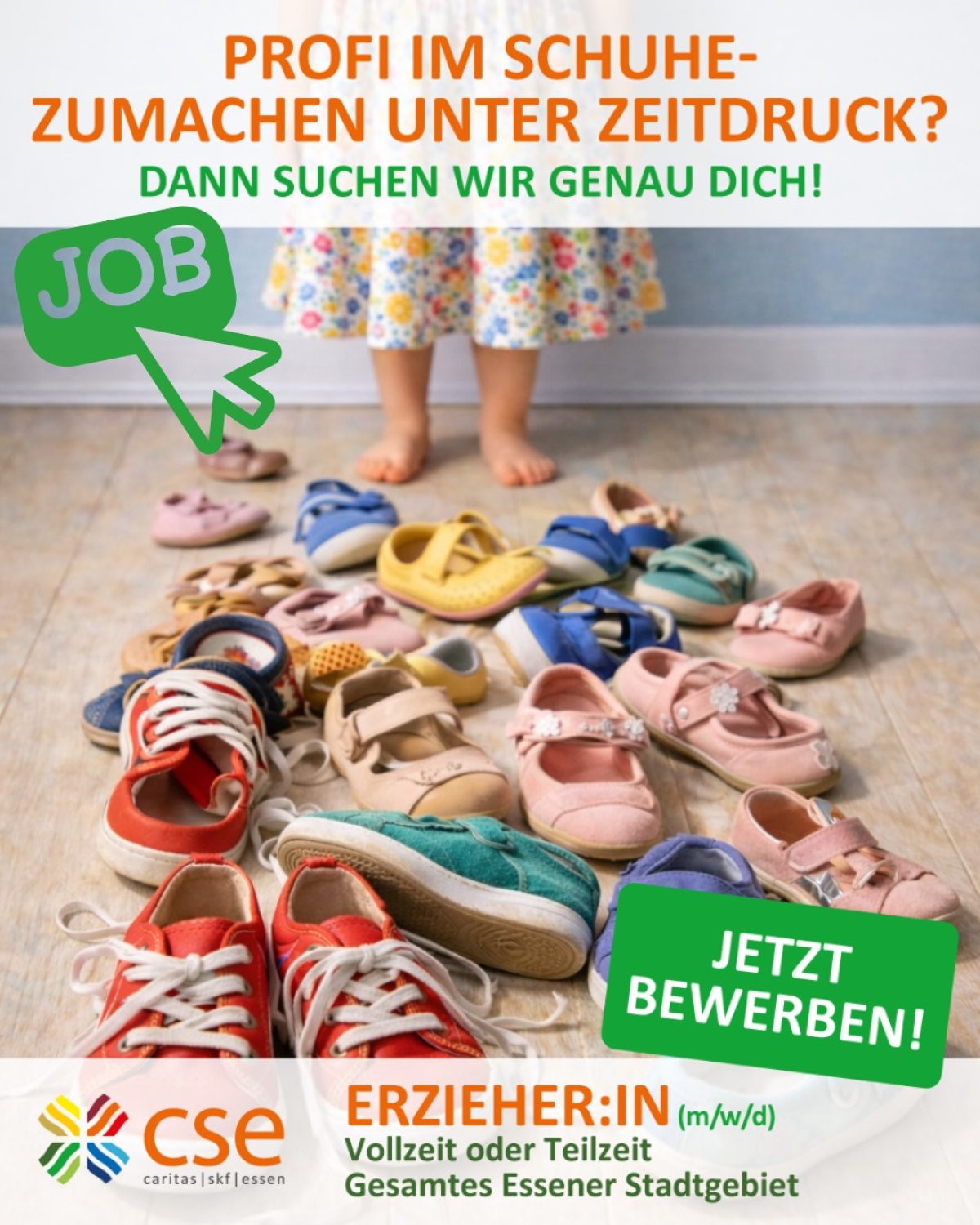 Du bist Profi im Schuhe-Zubinden unter Zeitdruck? Dann bewirb dich bei uns als Erzieher:in!