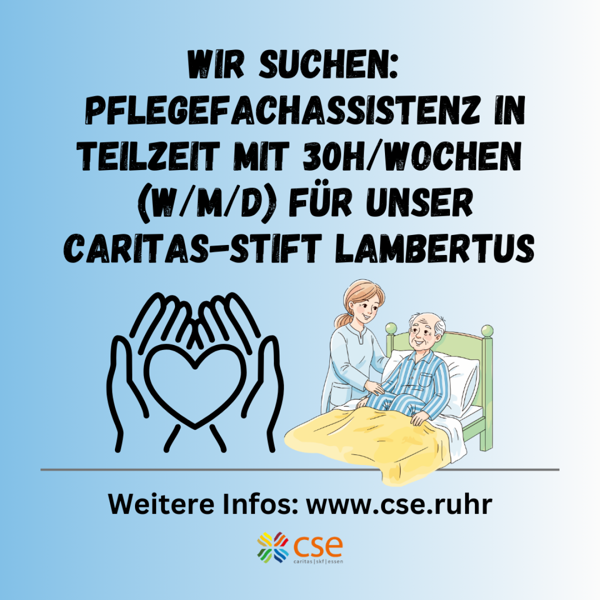 Hinweis auf eine Stellenausschreibung als Pflegefachassistenz im Lambertusstift