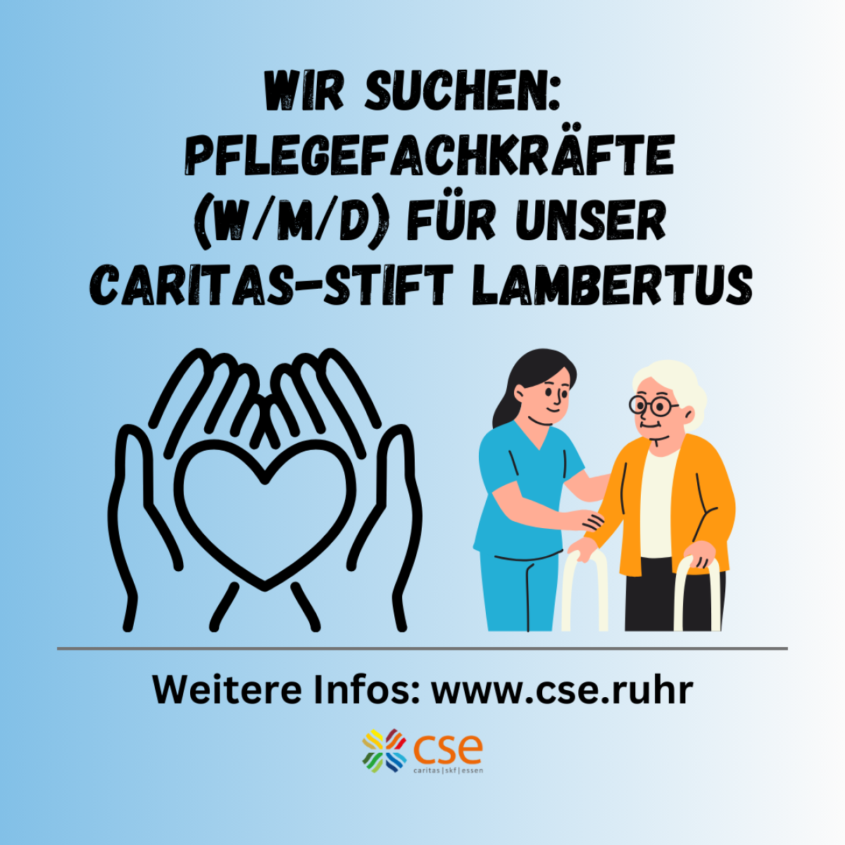 Ein Hinweis auf eine Stellenausschreibung der Pflegefachkraft im Lambertusstift Essen