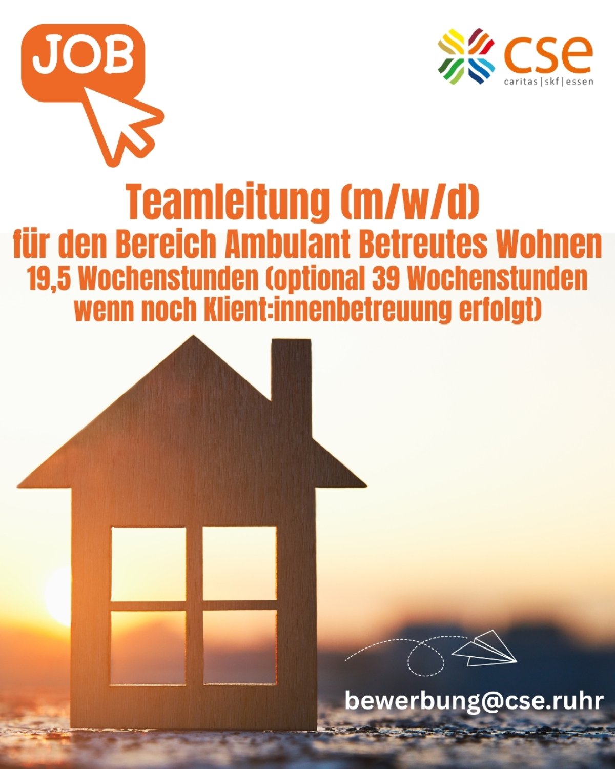 Stilisiertes Haus darüber steht " Teamleitung (m/w/d) für den Bereich Ambulant Betreutes Wohnen"